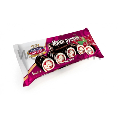 Мини-рулет с вишн.нач."Мастер Десерта"175 гр.из темн.теста