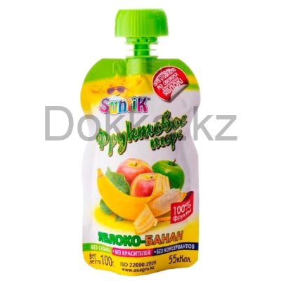 Фруктовое пюре яблоко-банан Suntik 100гр.