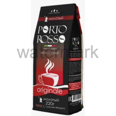 Кофе молотый 220 гр.пак.PORTO ROSSO ORIGINALE натуральный жареный с кофеином