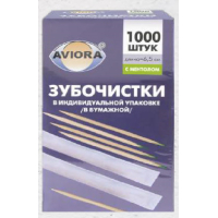 Зубочистки бамбуковые в индивид.уп С МЕНТОЛОМ 1000шт.в картон.коробке AVIORA