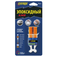 Клей эпоксидн."Секунда" "3минуты"(смола+овердит.)3+3мл.в шприце,на индивид.блистере 12шт ш/б