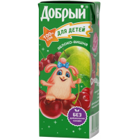 Добрый 0,2л. Сок из яблок и вишни 100% Slim ДП