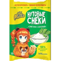 Снэки"Mini Mills" нутовые 50гр.Сметана с травами
