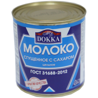 Молоко цельное сгущенное 370 гр.ТМ "DOKKA" с сахаром мдж 8,5%