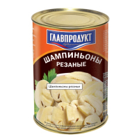 Грибы шампиньоны резаные 400 гр. Главпродукт