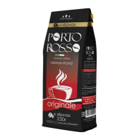 Кофе в зернах 220гр.пак.PORTO ROSSO ORIGINALE натуральный жареный с кофеином