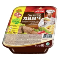 Изд-ия мак-ые лапша яичная б/п "Бизнес Ланч" со вкусом пряной говядины, лоток 90 гр.