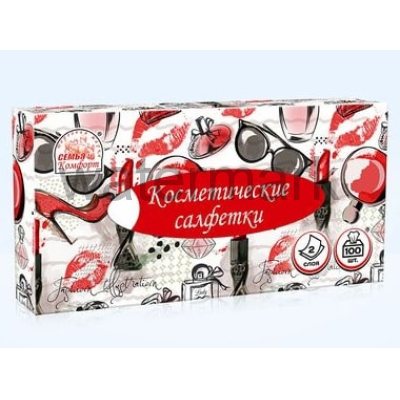 Косметические салфетки "Семья и Комфорт"100 л. 2-сл. белые