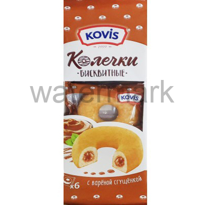 Пирожные "Колечки" 240гр. "KOVIS"с кремом вар.сгущенка, бисквитные