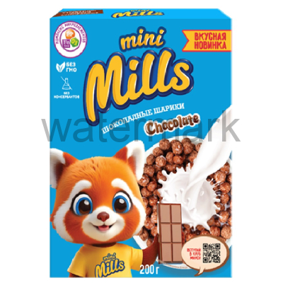 Кук.шарики "Mini Mills" 200 гр.шоколадные обогащ.витаминами и железом