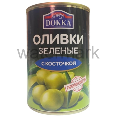 Оливки зеленые 390гр. с косточкой крупные ТМ "ДОККА"