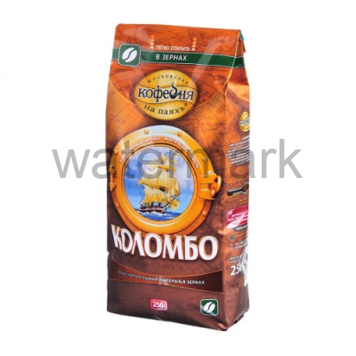 Кофе в зернах 250 гр.пак.КОЛОМБО натуральный жареный с кофеином