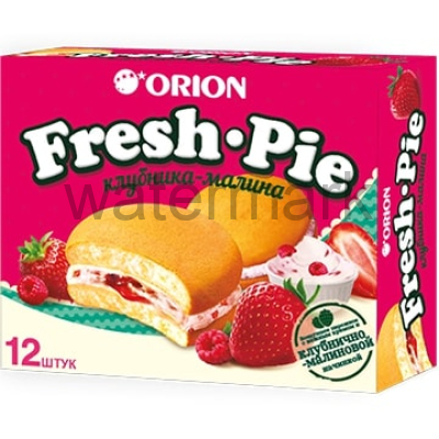Пирожное Бисквитное с клубнично-малиновой начинкой(Фреш пай) "FRESH PIE"