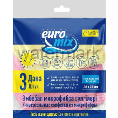 Салфетки из микрофибры 3шт EUROMIX