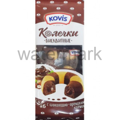 Пирожные "Колечки" 240гр. "KOVIS"с шоколад-ореховым кремом, бисквитные