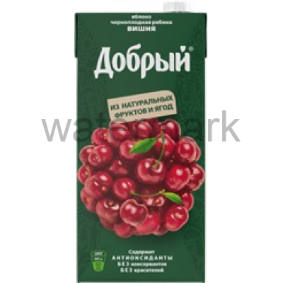 Добрый 2л.Нектар из вишни,яблок,чернопл.рябины и  с экстр.черники, обогащ.мин.вещ-вами 40% ДП