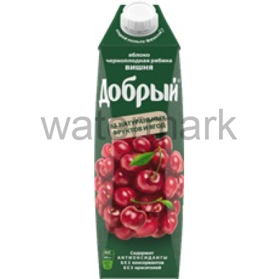 Добрый 1л.Нектар из вишни,яблок,чернопл.рябины и  с экстр.черники, обогащ.мин.вещ-вами 40% ДП