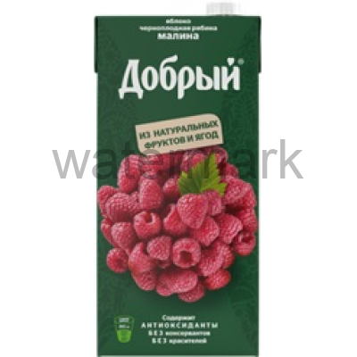 Добрый 2л.Нектар из яблок,чернопл.рябины и  малины с экстр.ромашки, обогащ.вит и мин.вещ-вами 45% ДП