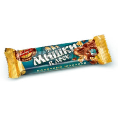 Шоколад 1591 молочный "Мишки в лесу" с  начинкой и ваф.крошкой 30г/176шт