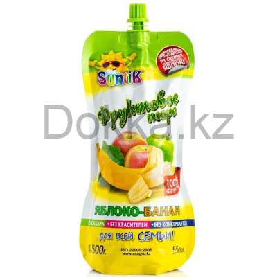 Фруктовое пюре яблоко-банан Suntik 500гр.