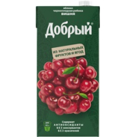 Добрый 2л.Нектар из вишни,яблок,чернопл.рябины и  с экстр.черники, обогащ.мин.вещ-вами 40% ДП