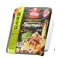 Изд-ия мак-ые лапша б/п "Бизнес Меню" с курицей под прян.соусом "Якитори", лоток,130гр.*24