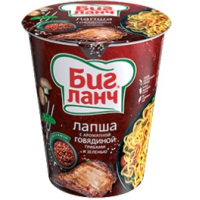 Лапша б/п "БИГ ЛАНЧ", с аром-ой говядиной, грибами и зеленью, ст, 65гр.х24