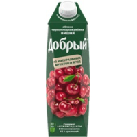 Добрый 1л.Нектар из вишни,яблок,чернопл.рябины и  с экстр.черники, обогащ.мин.вещ-вами 40% ДП
